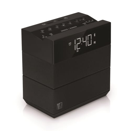 TeleAdapt Sound Rise Bluetooth Alarm Clock with 2 USB Charging Ports, Black